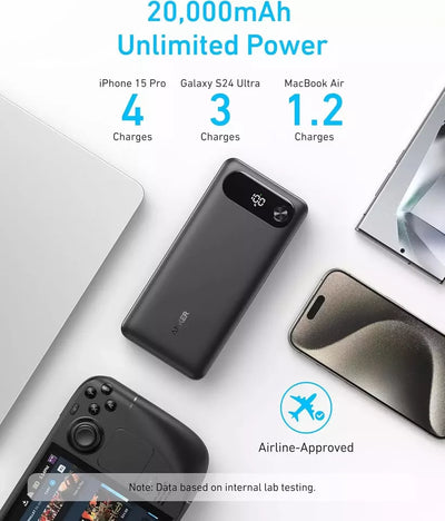 AeroFlux® 20,000mAh Ultra-Fast Charging Power Bank – Built-in USB-C Cable & 87W Max Output