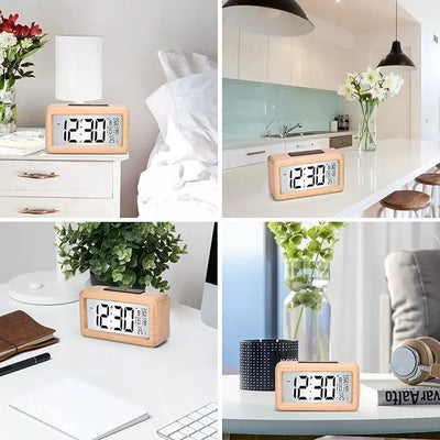 Aeroflux Lumina Wooden Digital Alarm Clock – Stylish, Smart & Functional