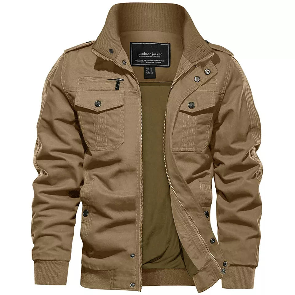 Aeroflux Men’s Cargo Military Tactical Jacket – Cotton Bomber Style Combat Coat