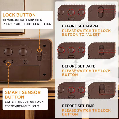 Aeroflux Lumina Wooden Digital Alarm Clock – Stylish, Smart & Functional