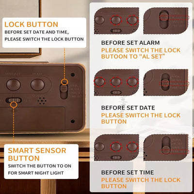 Aeroflux Lumina Wooden Digital Alarm Clock – Stylish, Smart & Functional
