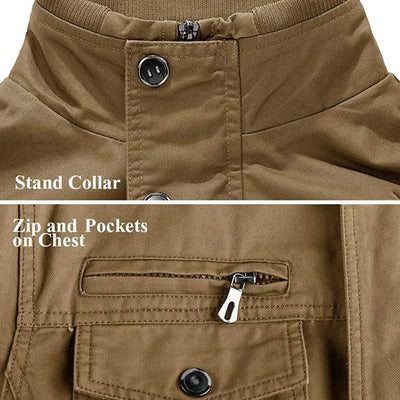 Aeroflux Men’s Cargo Military Tactical Jacket – Cotton Bomber Style Combat Coat