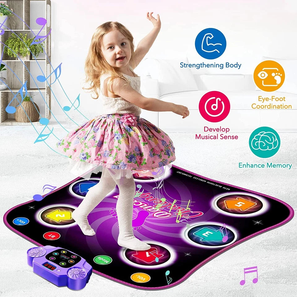 Aeroflux Bluetooth Dance Mat – LED Musical Play Pad for Kids (Ages 3–10)