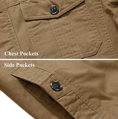 Aeroflux Men’s Cargo Military Tactical Jacket – Cotton Bomber Style Combat Coat