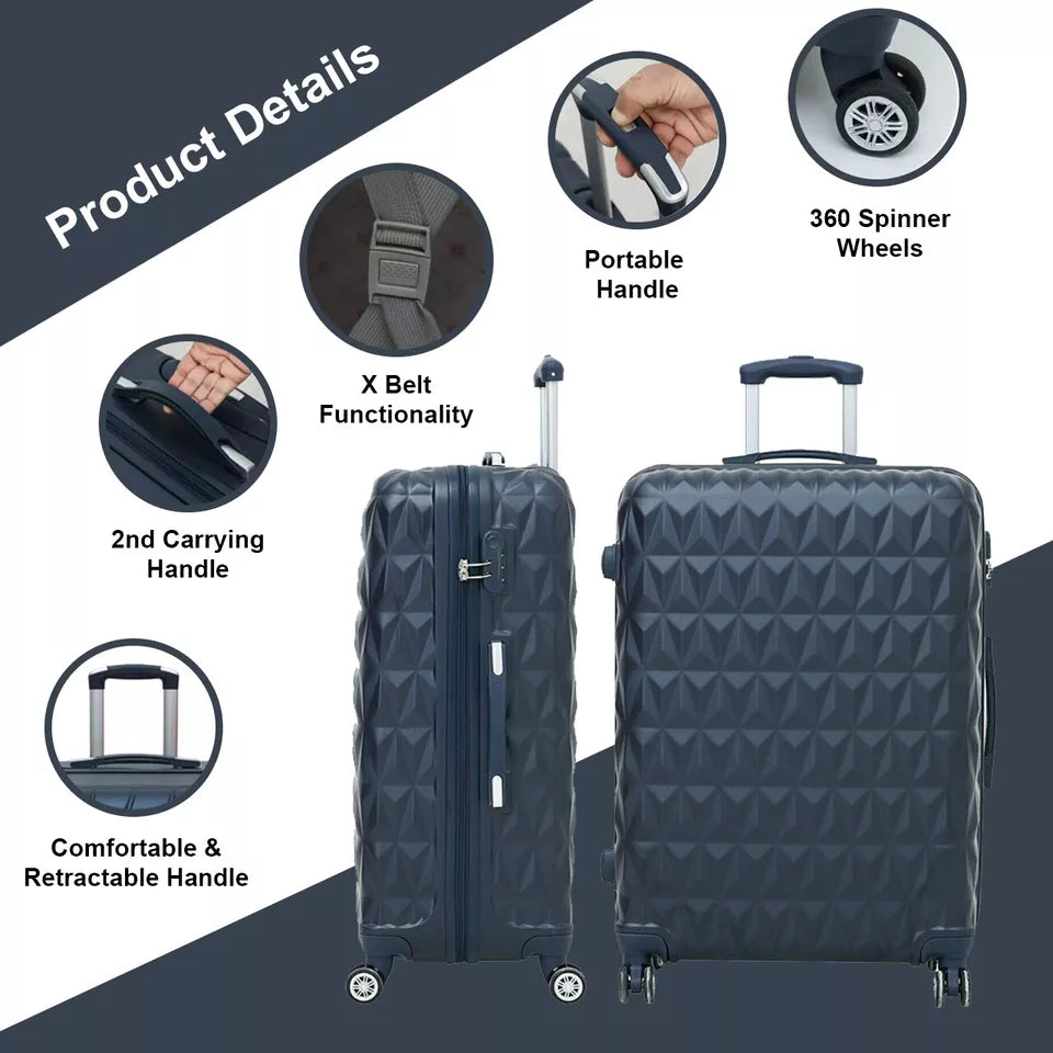 Aeroflux© Lightweight 4-Wheel ABS Hard Shell Travel Trolley Luggage (Medium 24")