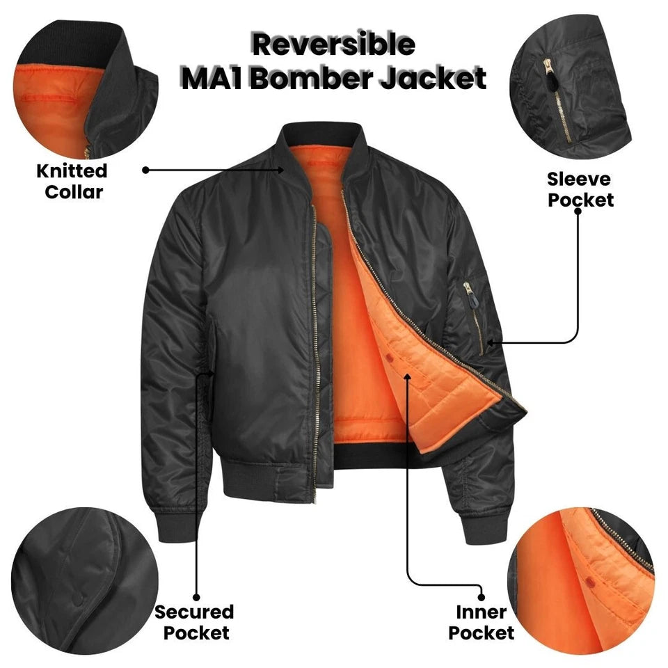 Aeroflux© MA1 Premium Bomber Jacket – All-Season Comfort & Style