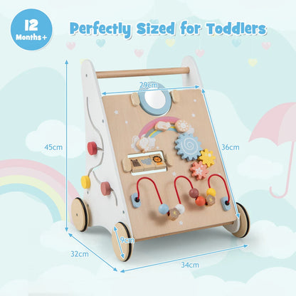 Aeroflux® Premium Wooden Baby Walker – 10-in-1 Learning Activity Center
