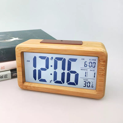 Aeroflux Lumina Wooden Digital Alarm Clock – Stylish, Smart & Functional