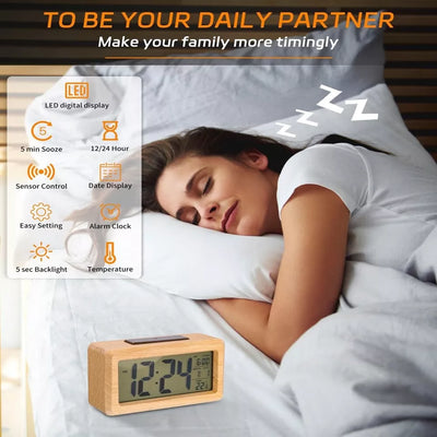 Aeroflux Lumina Wooden Digital Alarm Clock – Stylish, Smart & Functional