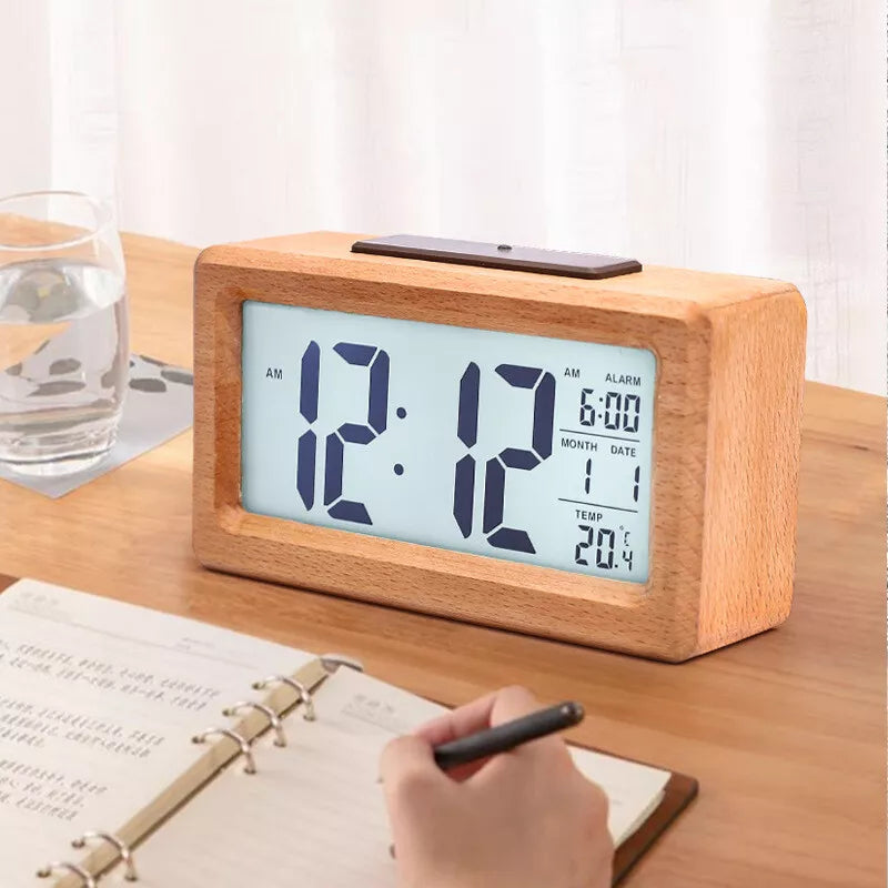 Aeroflux Lumina Wooden Digital Alarm Clock – Stylish, Smart & Functional