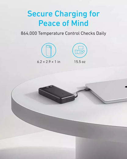 AeroFlux® 20,000mAh Ultra-Fast Charging Power Bank – Built-in USB-C Cable & 87W Max Output