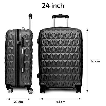 Aeroflux© Lightweight 4-Wheel ABS Hard Shell Travel Trolley Luggage (Medium 24")