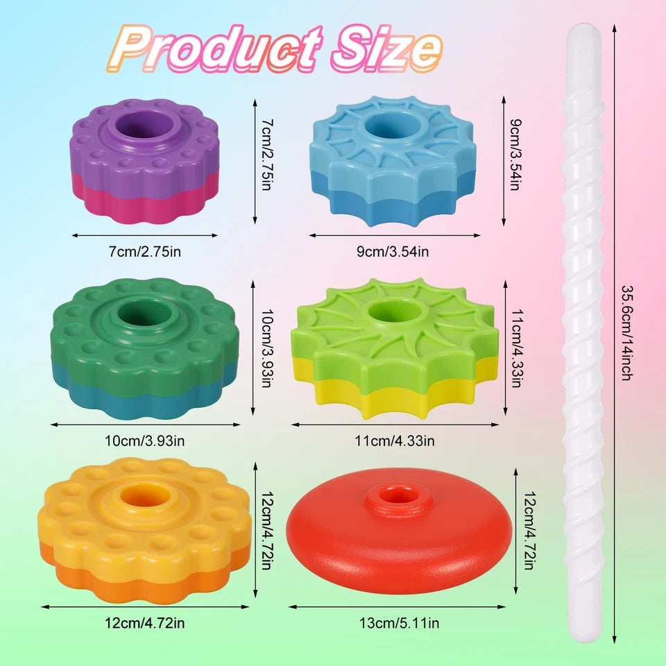 Aeroflux Baby Spinning Toy – Rainbow Stacking Sensory Spin Gears