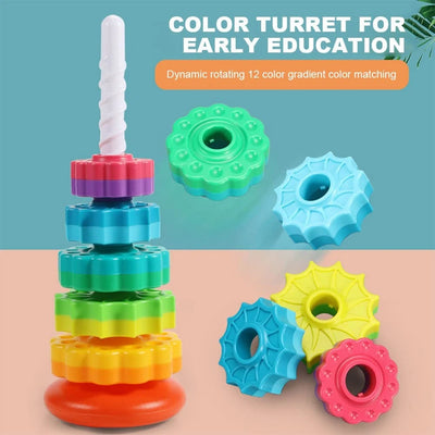 Aeroflux Baby Spinning Toy – Rainbow Stacking Sensory Spin Gears