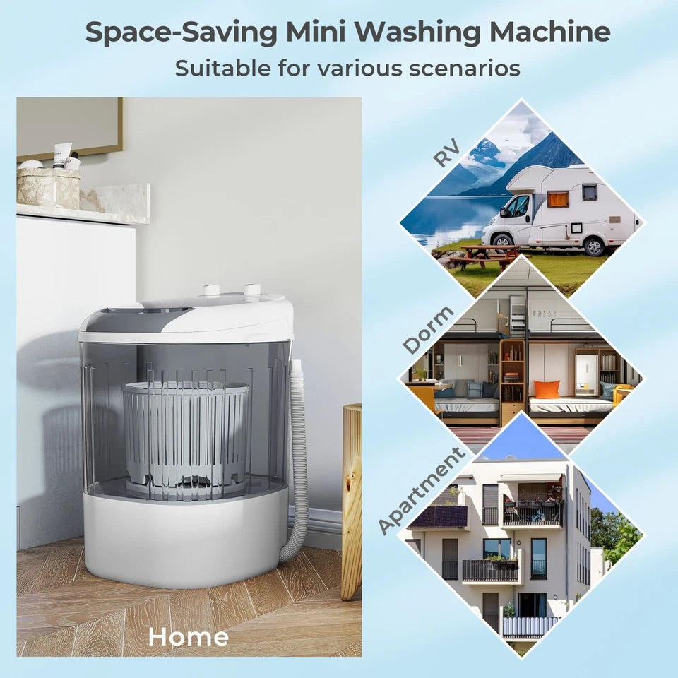 Aeroflux© Compact Portable Mini Washing Machine – Dual Wash & Spin with 2.5kg Capacity