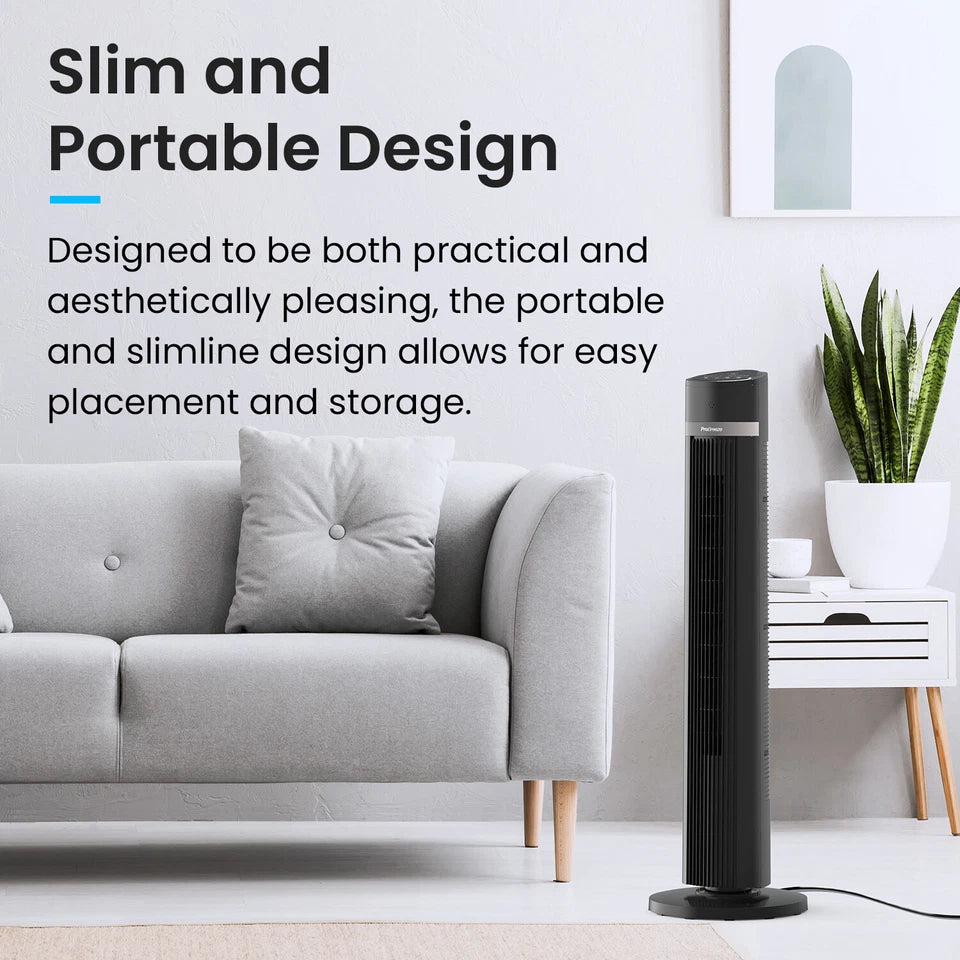 AeroFlux 40" Bladeless Tower Fan – Smooth, Silent, Smart Cooling