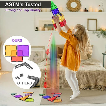 Theroflex© Magnetic Building Tiles - 64 Pcs or 119 Pcs - STEM Blocks