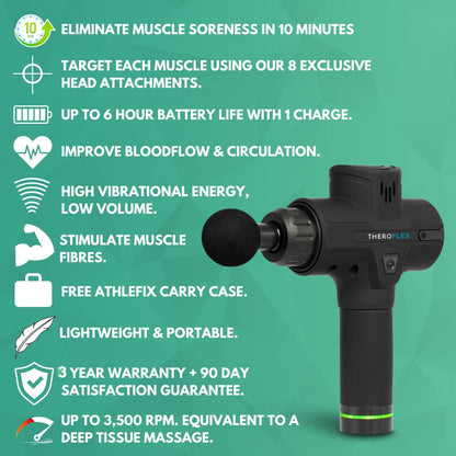 Aeroflux© Premium Muscle Massage Pro Gun: Free Travel Case + 1 Year Warranty Worth £30