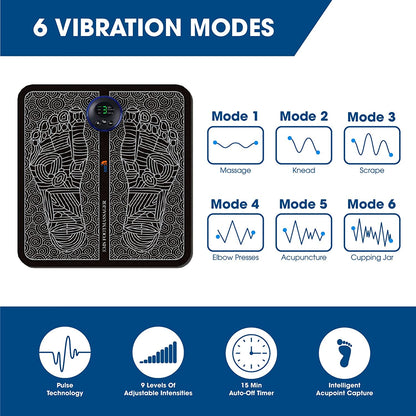 Aeroflux© EMS Foot Reflexology Massager for Feet Circulation: 6 Modes & 9 Intensities