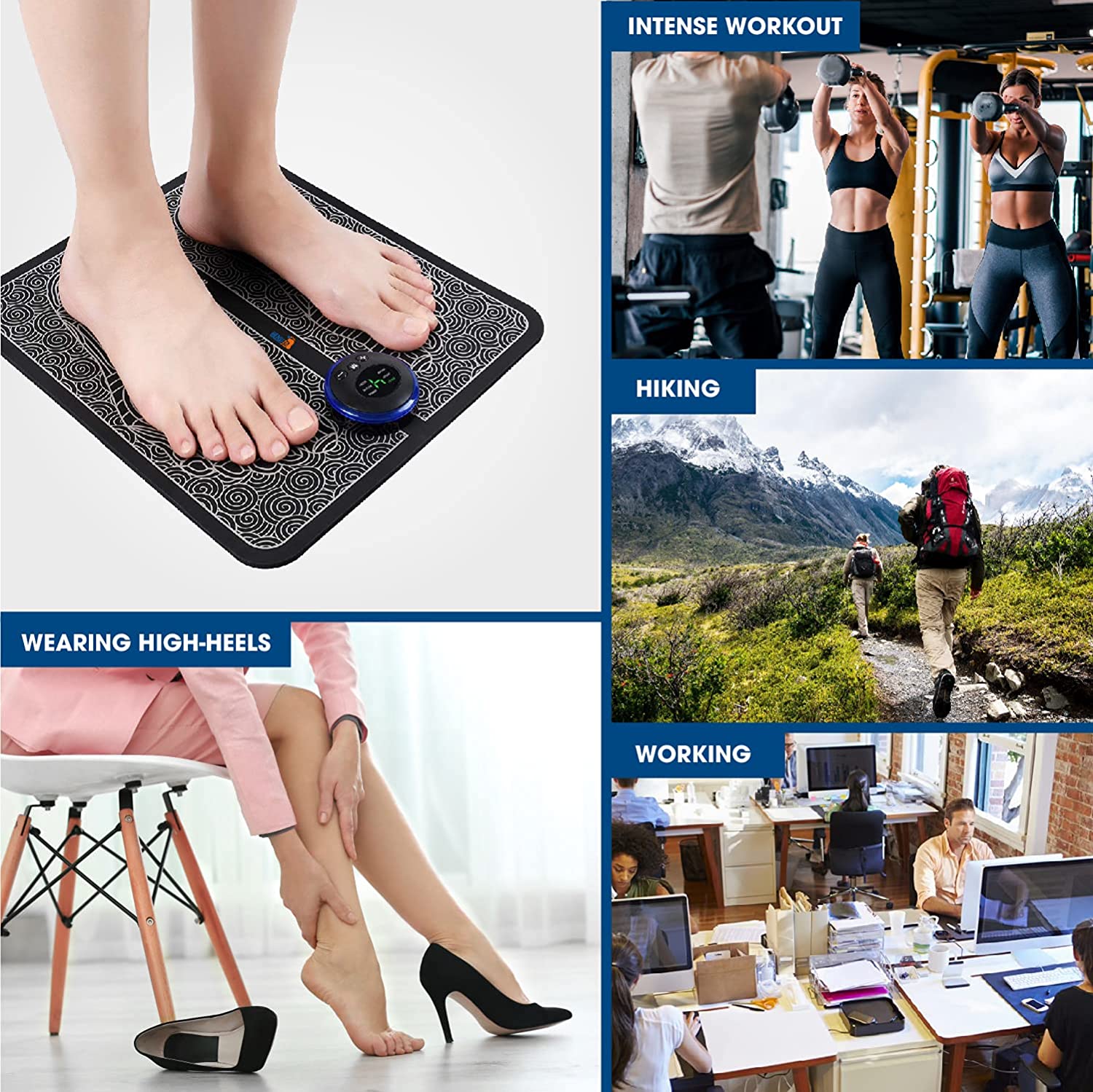 Aeroflux© EMS Foot Reflexology Massager for Feet Circulation: 6 Modes & 9 Intensities